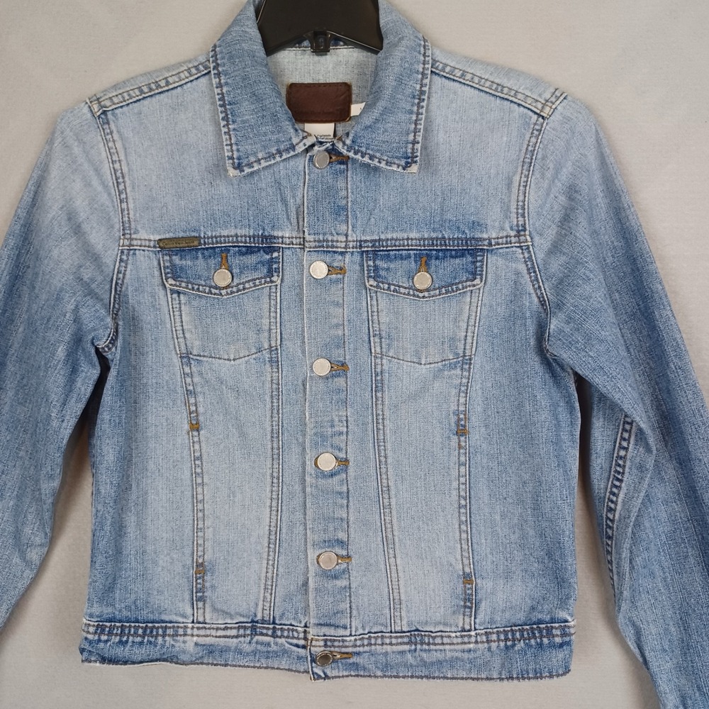 Calvin Klein Jeans Womens Medium Wash‎ Denim Trucker Jacket Blue Size Medium